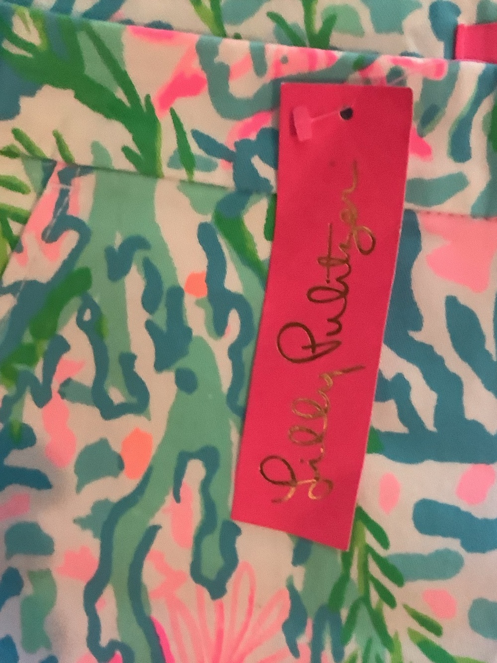 Lilly Pulitzer Pastel Floral Scallop-Hem Shorts - Pink/Blue/Green, - Picture 2 of 10